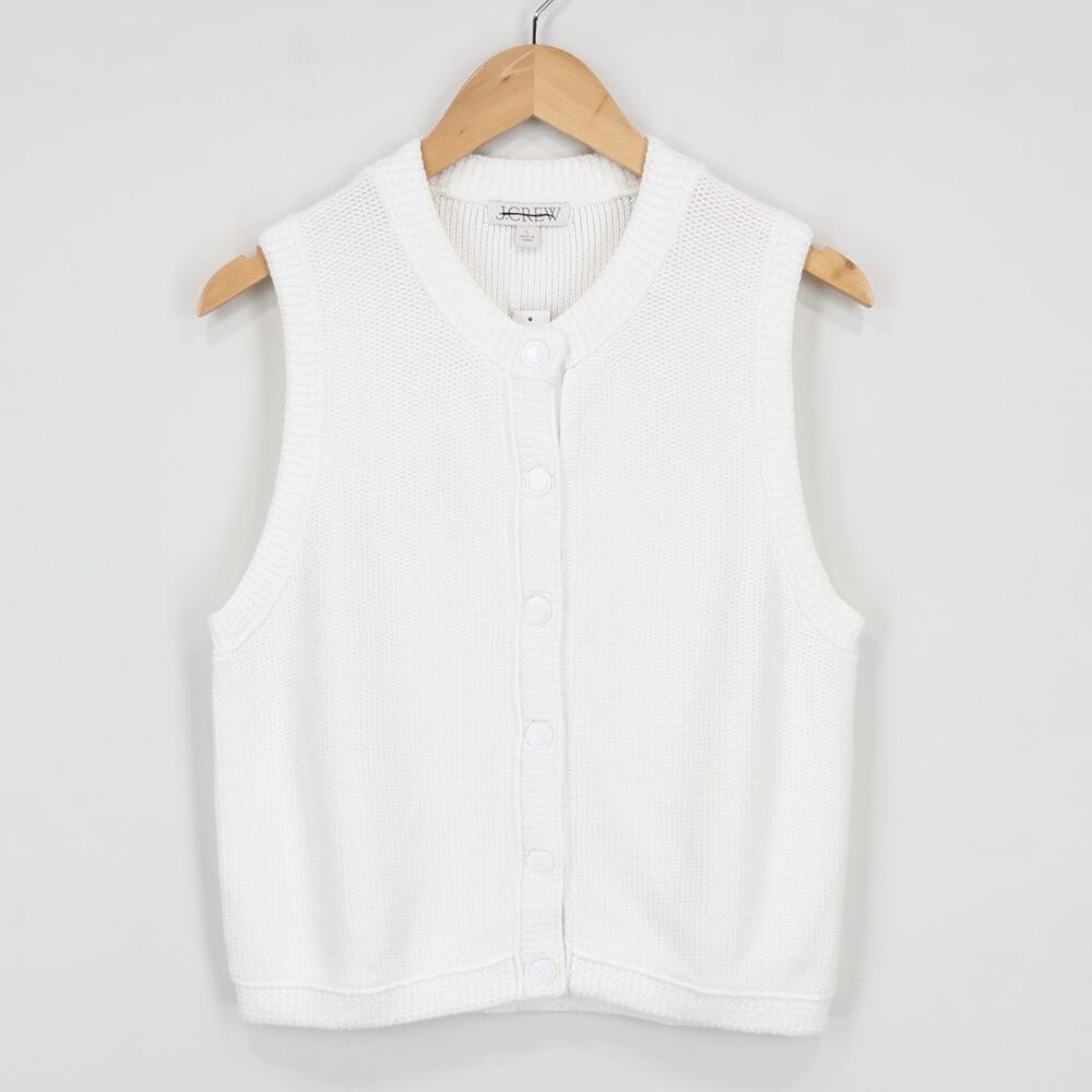 J. Crew White Sleeveless Sweater Vest